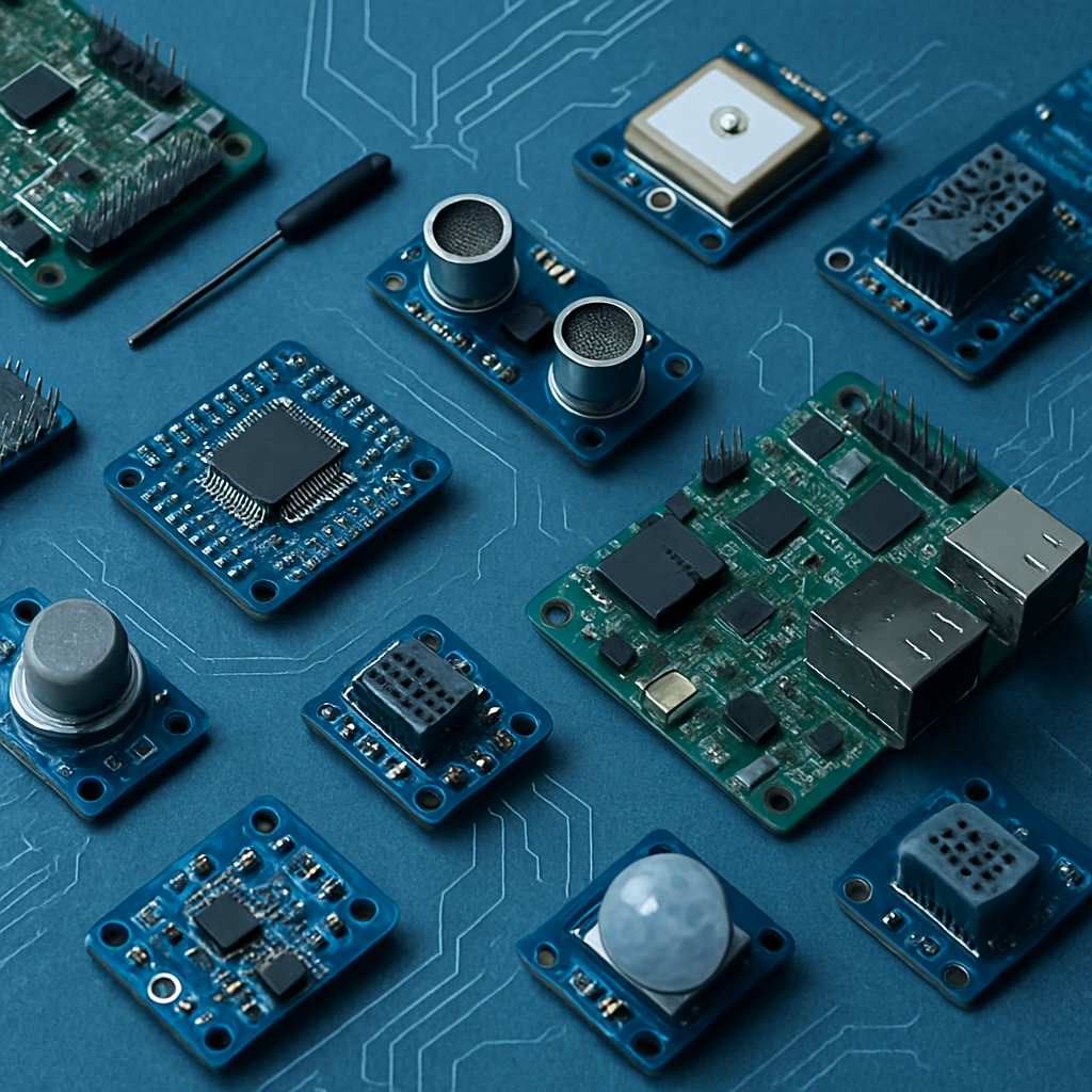Semiconductor electronic components isometric composition